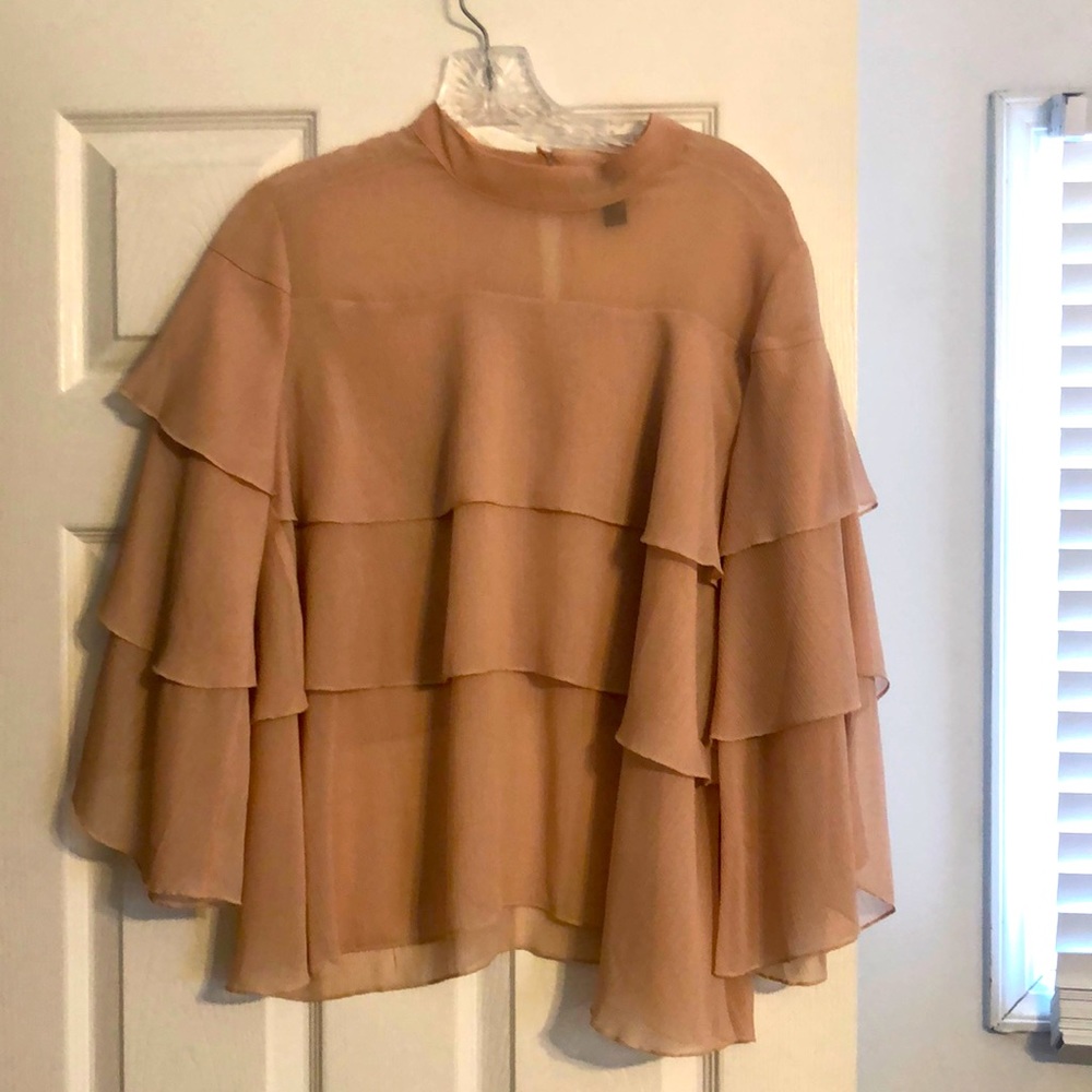 Aqua pink ruffle blouse